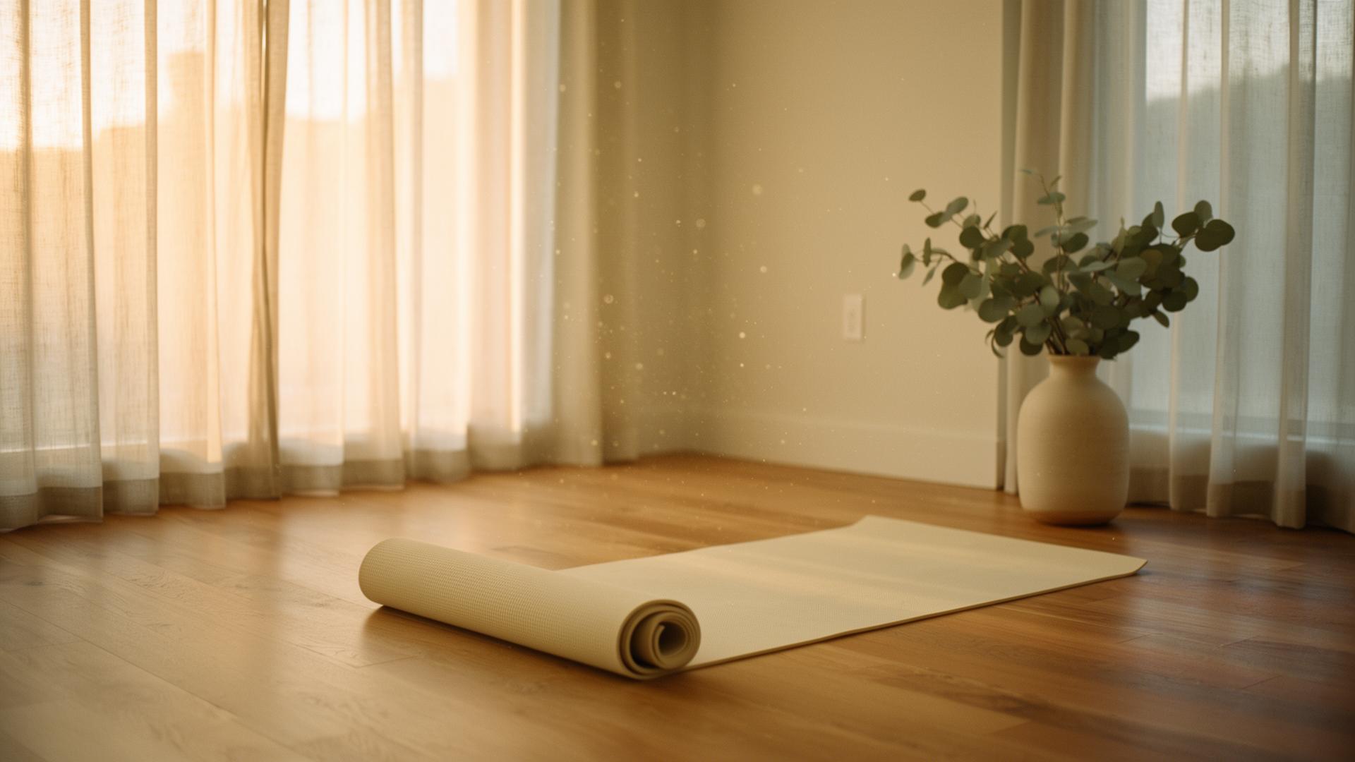Soft morning light through linen curtains in a quiet studio